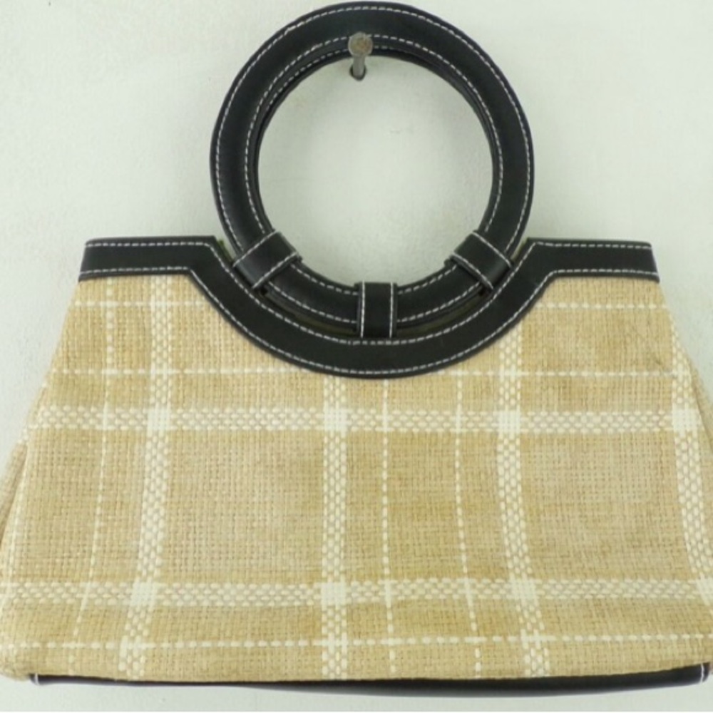 Vintage Victoria’s Secret Purse 90s Tan Plaid Top Handle Purse Faux Leather